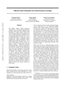Efficient SAGE Estimation via Causal Structure Learning