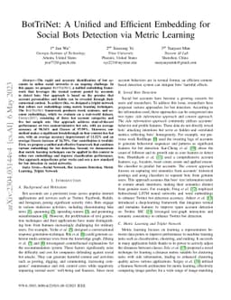 BotTriNet: A Unified and Efficient Embedding for Social Bots Detection
  via Metric Learning