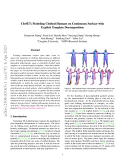 CloSET: Modeling Clothed Humans on Continuous Surface with Explicit
  Template Decomposition