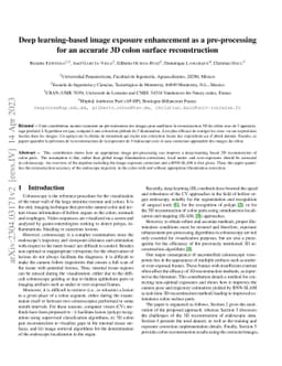 Deep learning-based image exposure enhancement as a pre-processing for
  an accurate 3D colon surface reconstruction