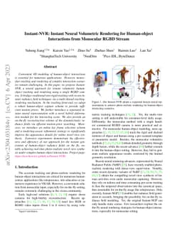 Instant-NVR: Instant Neural Volumetric Rendering for Human-object
  Interactions from Monocular RGBD Stream