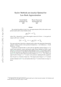 Krylov Methods are (nearly) Optimal for Low-Rank Approximation