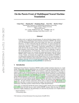 On the Pareto Front of Multilingual Neural Machine Translation