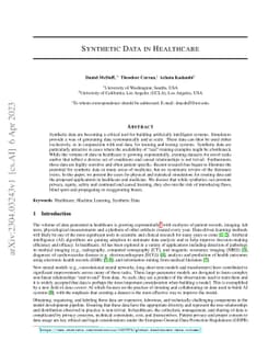 Synthetic Data in Healthcare
