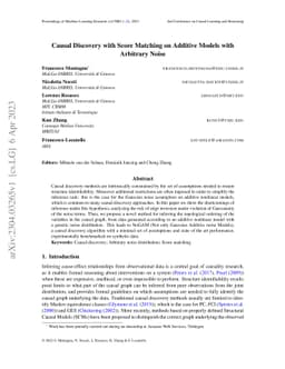 Causal Discovery with Score Matching on Additive Models with Arbitrary
  Noise
