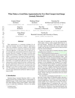 What makes a good data augmentation for few-shot unsupervised image
  anomaly detection?