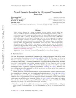 Neural Operator Learning for Ultrasound Tomography Inversion