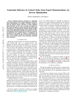 Constraint Inference in Control Tasks from Expert Demonstrations via
  Inverse Optimization