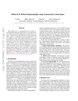 RoSteALS: Robust Steganography using Autoencoder Latent Space