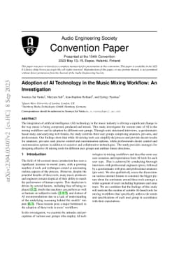 Adoption of AI Technology in the Music Mixing Workflow: An Investigation