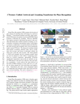 $R^{2}$Former: Unified $R$etrieval and $R$eranking Transformer for Place
  Recognition