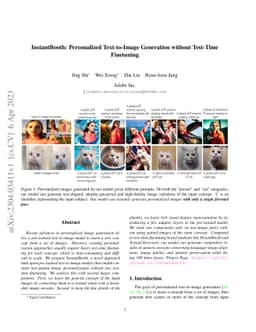 InstantBooth: Personalized Text-to-Image Generation without Test-Time
  Finetuning