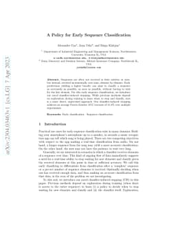 A Policy for Early Sequence Classification