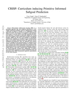 CRISP: Curriculum inducing Primitive Informed Subgoal Prediction
