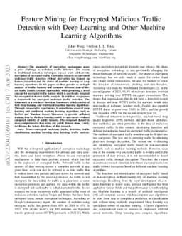 Feature Mining for Encrypted Malicious Traffic Detection with Deep
  Learning and Other Machine Learning Algorithms