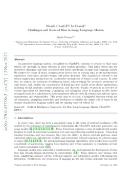 Should ChatGPT be Biased? Challenges and Risks of Bias in Large Language
  Models