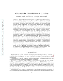 Replicability and stability in learning