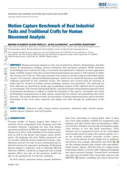 Motion Capture Benchmark of Real Industrial Tasks and Traditional Crafts
  for Human Movement Analysis