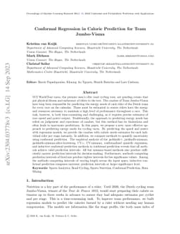 Conformal Regression in Calorie Prediction for Team Jumbo-Visma