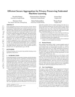 Efficient Secure Aggregation for Privacy-Preserving Federated Machine
  Learning
