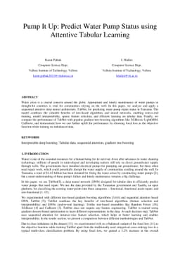 Pump It Up: Predict Water Pump Status using Attentive Tabular Learning
