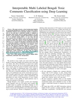 Interpretable Multi Labeled Bengali Toxic Comments Classification using
  Deep Learning