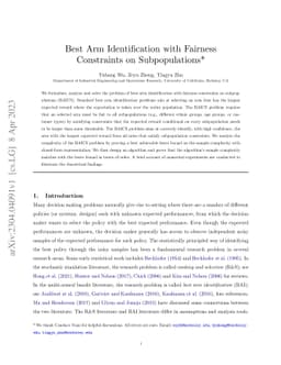 Best Arm Identification with Fairness Constraints on Subpopulations