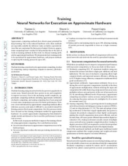 Training Neural Networks for Execution on Approximate Hardware