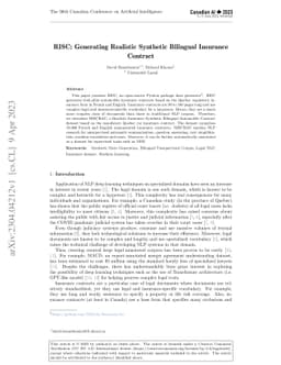 RISC: Generating Realistic Synthetic Bilingual Insurance Contract