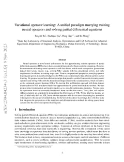 Variational operator learning: A unified paradigm marrying training
  neural operators and solving partial differential equations