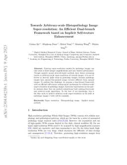 Towards Arbitrary-scale Histopathology Image Super-resolution: An
  Efficient Dual-branch Framework based on Implicit Self-texture Enhancement