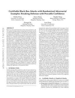Certifiable Black-Box Attacks with Randomized Adversarial Examples:
  Breaking Defenses with Provable Confidence
