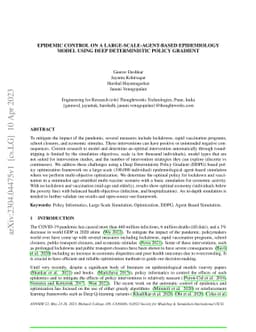 Epidemic Control on a Large-Scale-Agent-Based Epidemiology Model using
  Deep Deterministic Policy Gradient