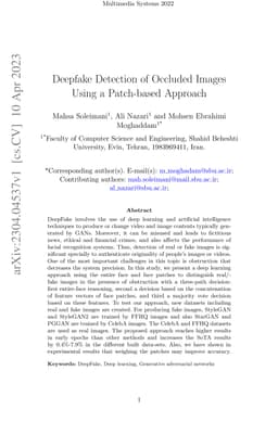 Deepfake Detection of Occluded Images Using a Patch-based Approach