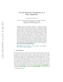 Use the Detection Transformer as a Data Augmenter