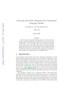Learnings from Data Integration for Augmented Language Models