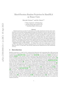 Mixed-Precision Random Projection for RandNLA on Tensor Cores