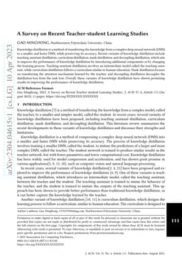 A Survey on Recent Teacher-student Learning Studies