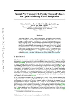 Prompt Pre-Training with Twenty-Thousand Classes for Open-Vocabulary
  Visual Recognition
