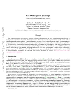 Can SAM Segment Anything? When SAM Meets Camouflaged Object Detection