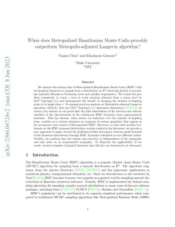 When does Metropolized Hamiltonian Monte Carlo provably outperform
  Metropolis-adjusted Langevin algorithm?