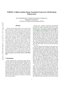 SAR2EO: A High-resolution Image Translation Framework with Denoising
  Enhancement
