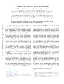 Criticality versus uniformity in deep neural networks