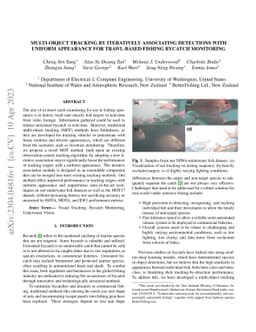 Multi-Object Tracking by Iteratively Associating Detections with Uniform
  Appearance for Trawl-Based Fishing Bycatch Monitoring