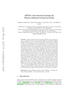 iPINNs: Incremental learning for Physics-informed neural networks