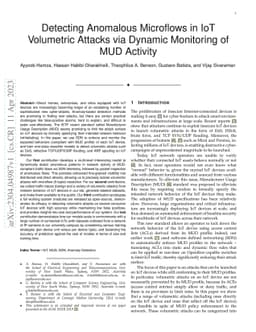Detecting Anomalous Microflows in IoT Volumetric Attacks via Dynamic
  Monitoring of MUD Activity
