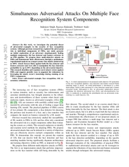 Simultaneous Adversarial Attacks On Multiple Face Recognition System
  Components