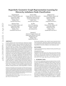 Hyperbolic Geometric Graph Representation Learning for
  Hierarchy-imbalance Node Classification
