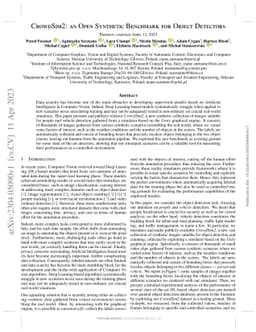 CrowdSim2: an Open Synthetic Benchmark for Object Detectors
