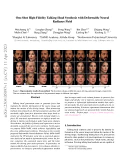 One-Shot High-Fidelity Talking-Head Synthesis with Deformable Neural
  Radiance Field